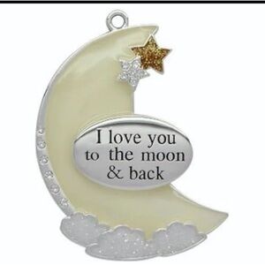 NIB Harvey Lewis "I Love You To The Moon & Back" Swarovski Crystal moon ornament